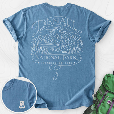 Denali National Park Back Print T-shirt Gift For Hiker