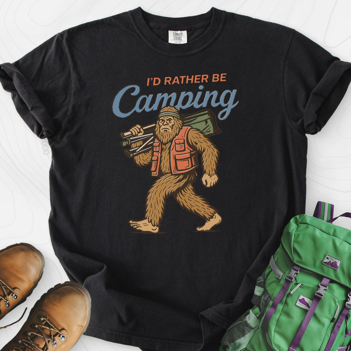 I'd Rather Be Camping T-Shirt Gift For Hiker