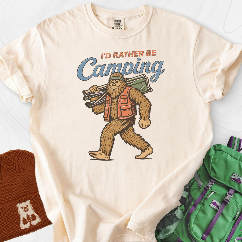 I'd Rather Be Camping T-Shirt Gift For Hiker