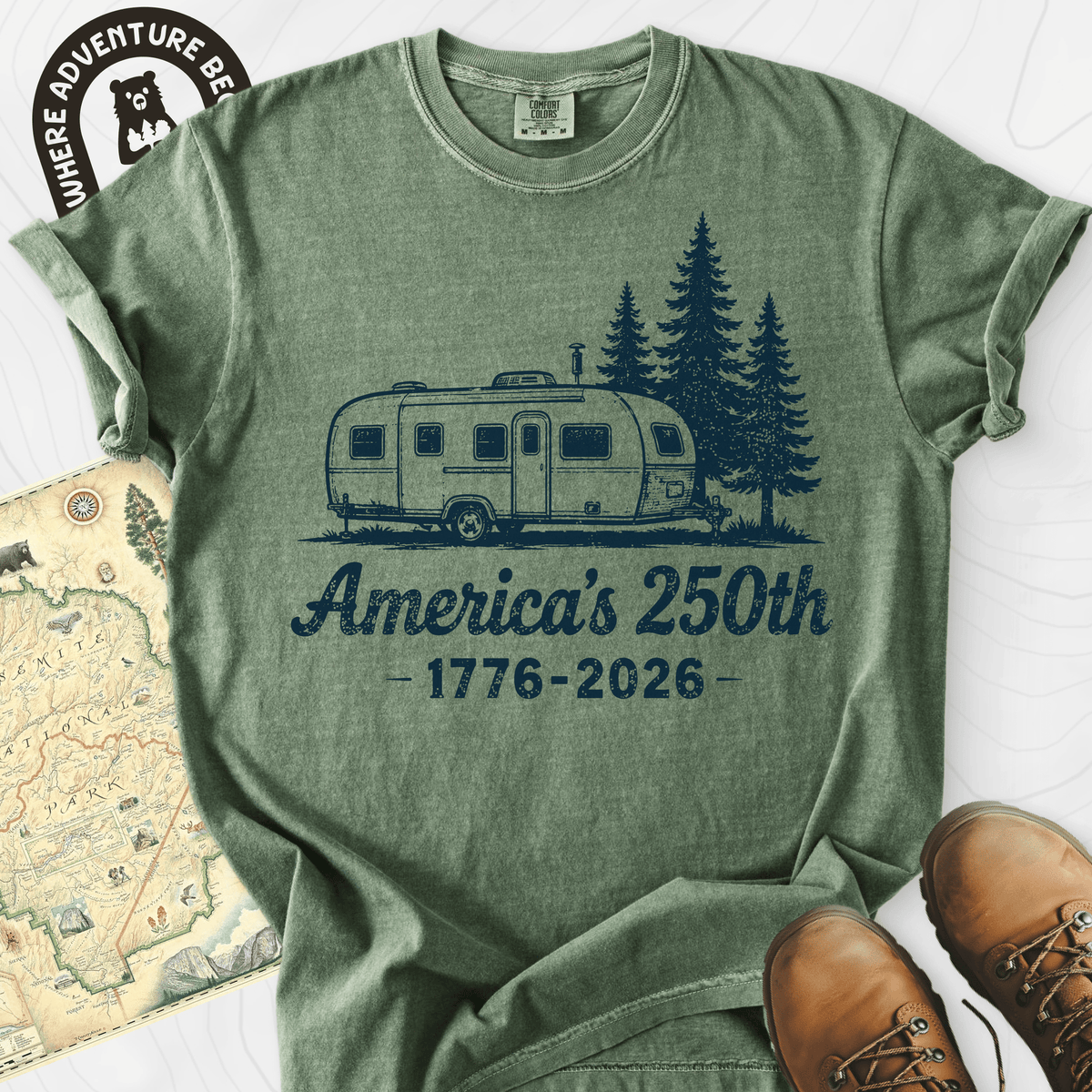 250th Camper Badge T-Shirt Gift For Hiker