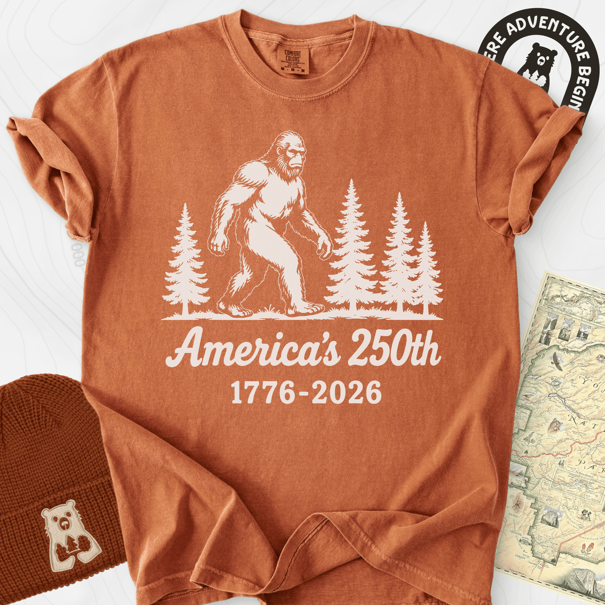 Bigfoot 250th T-Shirt Gift For Hiker