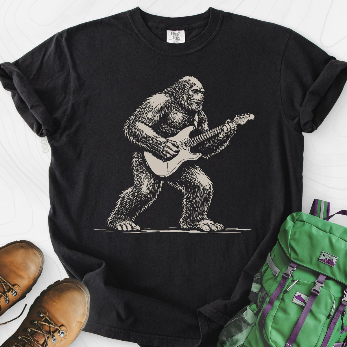Bigfoot Guitar Solo T-Shirt Gift For Hiker