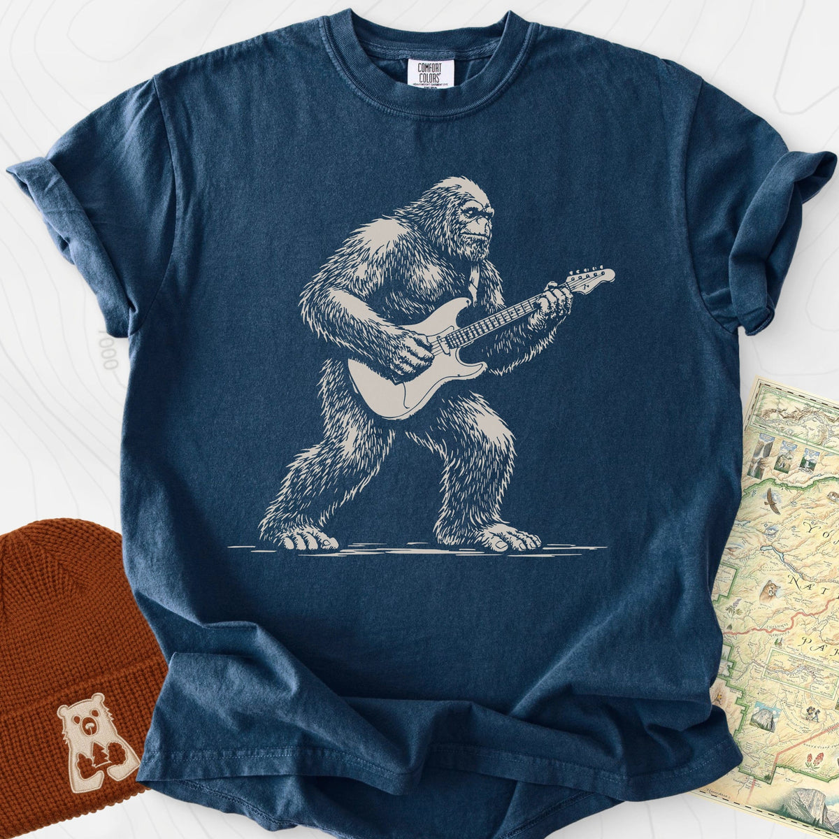 Bigfoot Guitar Solo T-Shirt Gift For Hiker