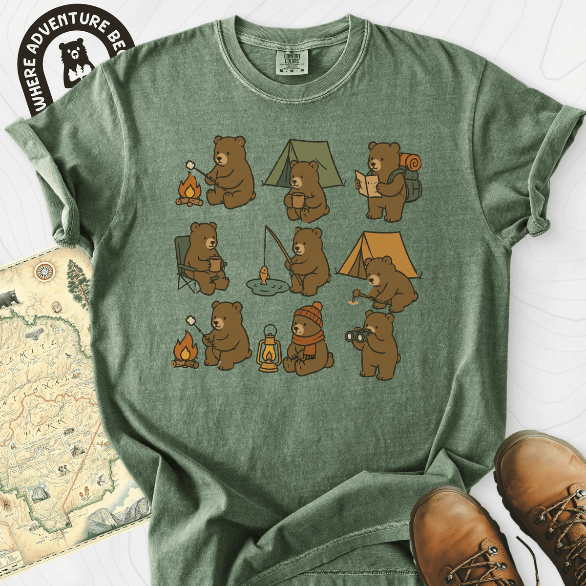 Camp Bear Crew T-Shirt Gift For Hiker