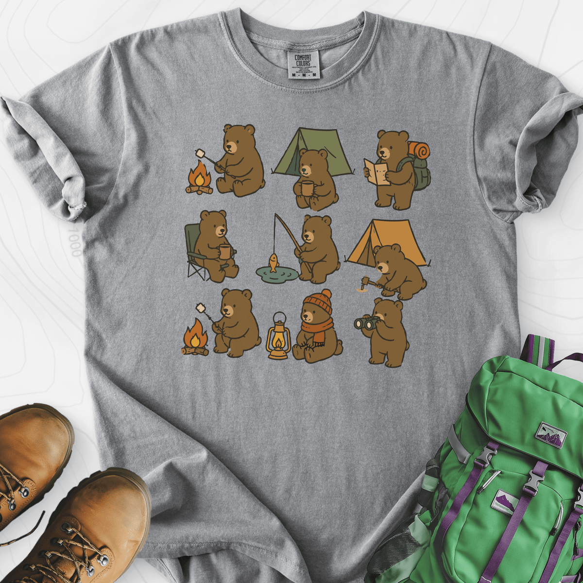 Camp Bear Crew T-Shirt Gift For Hiker