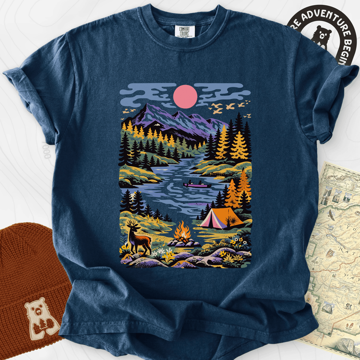 Wilderness Canoe T-Shirt Gift For Hiker