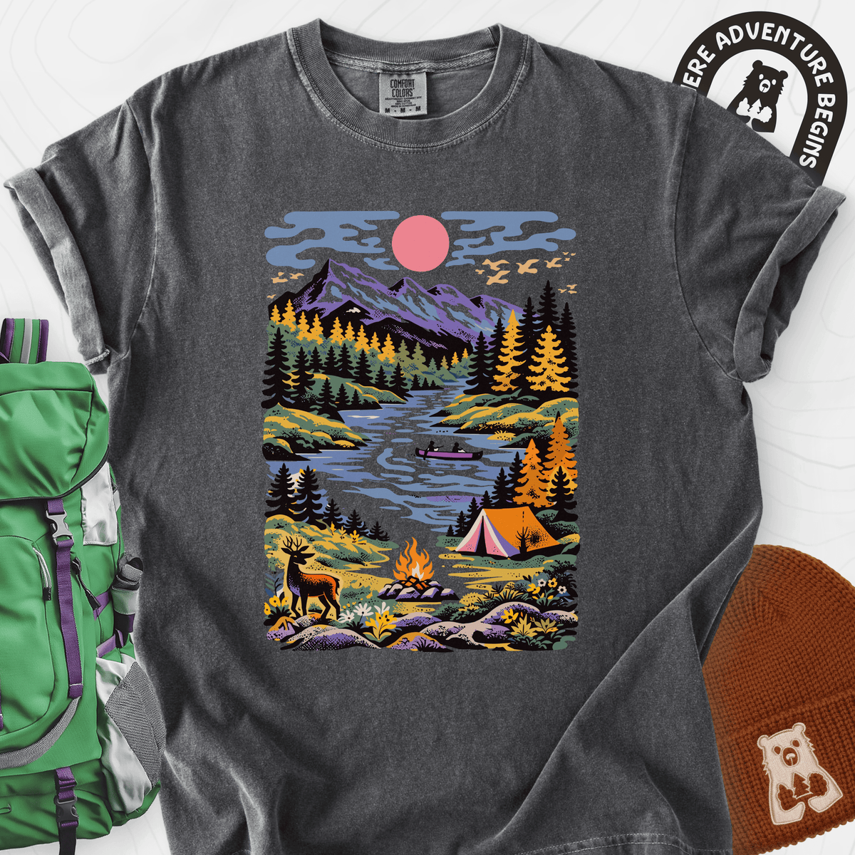 Wilderness Canoe T-Shirt Gift For Hiker