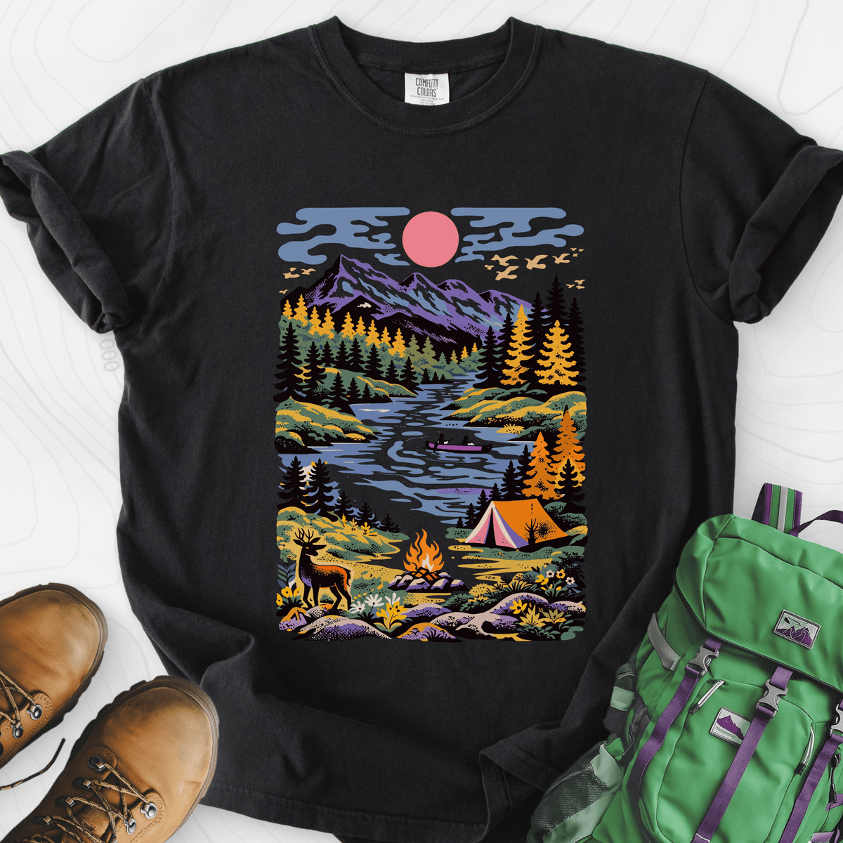 Wilderness Canoe T-Shirt Gift For Hiker