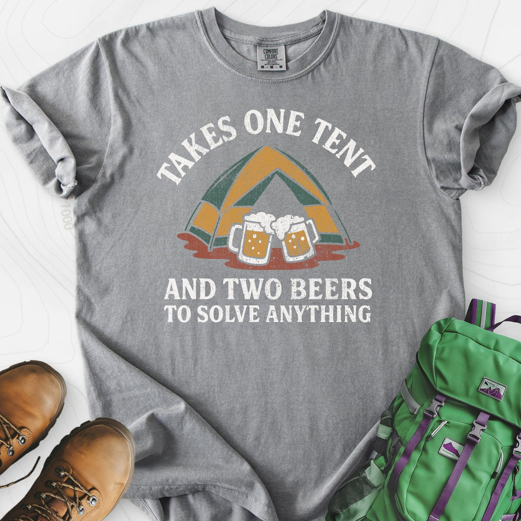 One Tent, Two Beers T-Shirt Gift For Hiker