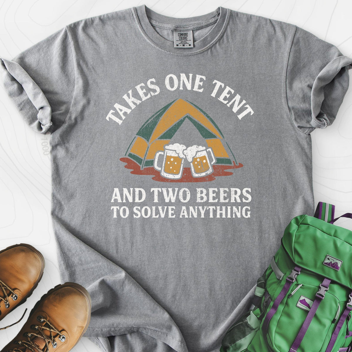 One Tent, Two Beers T-Shirt Gift For Hiker