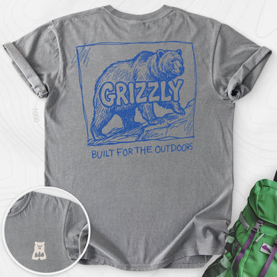 Grizzly Bear Back Print T-shirt Gift For Hiker