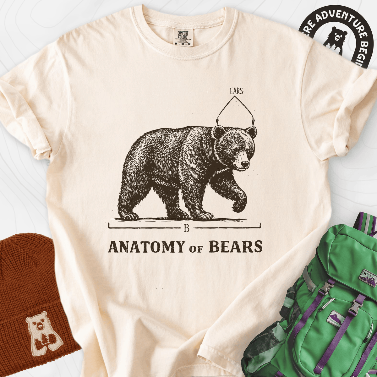 Bear Anatomy T-Shirt Gift For Hiker