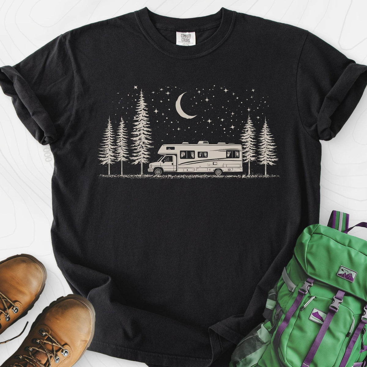 Moonlit RV Nights T-Shirt Gift For Hiker