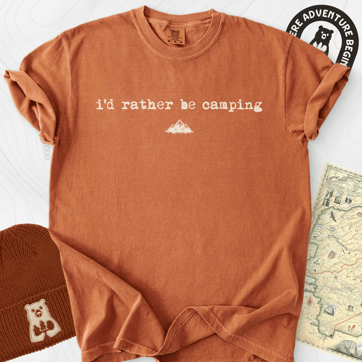 Rather Be Camping T-Shirt Gift For Hiker