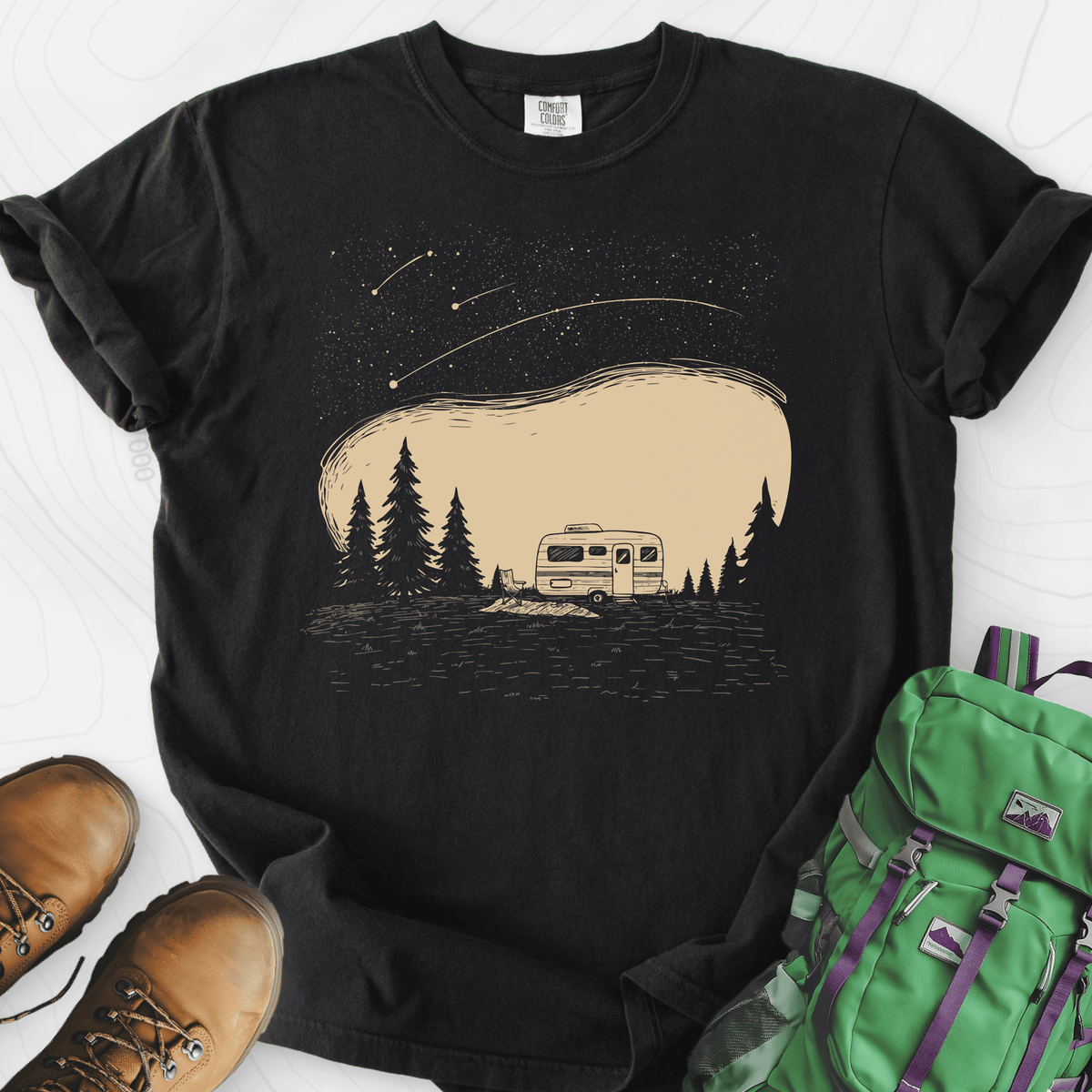 Shooting Star Camper T-Shirt Gift For Hiker