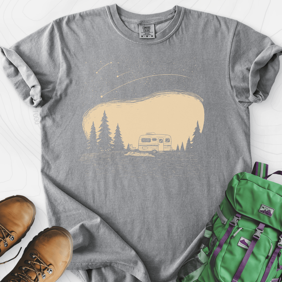 Shooting Star Camper T-Shirt Gift For Hiker