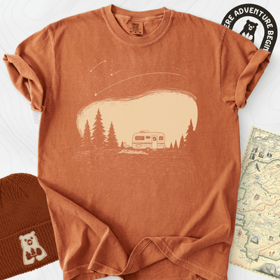 Shooting Star Camper T-Shirt Gift For Hiker