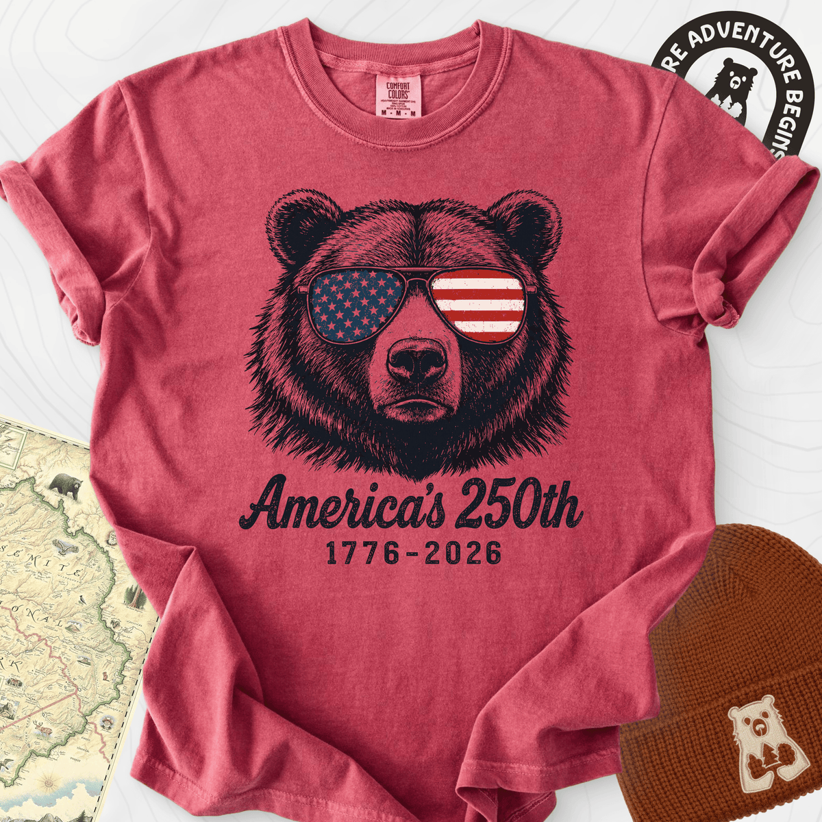 250th Bear Shades T-Shirt Gift For Hiker