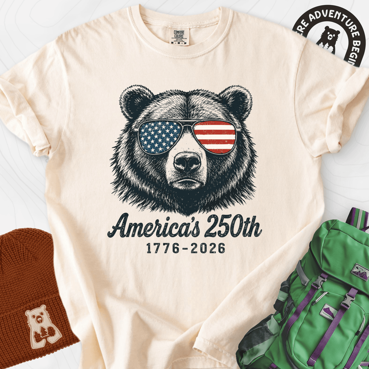 250th Bear Shades T-Shirt Gift For Hiker