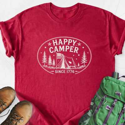 Happy Camper Badge Lightweight T-Shirt Gift For Hiker