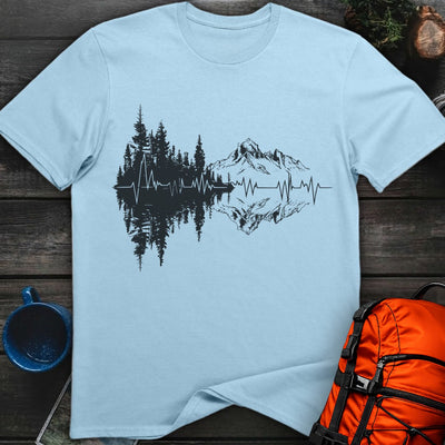 Mountain Reflection EKG T-Shirt Gift For Nature Lovers