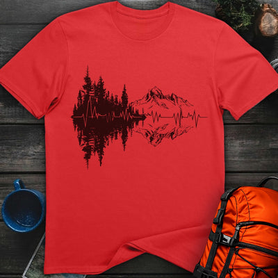 Mountain Reflection EKG T-Shirt Gift For Nature Lovers