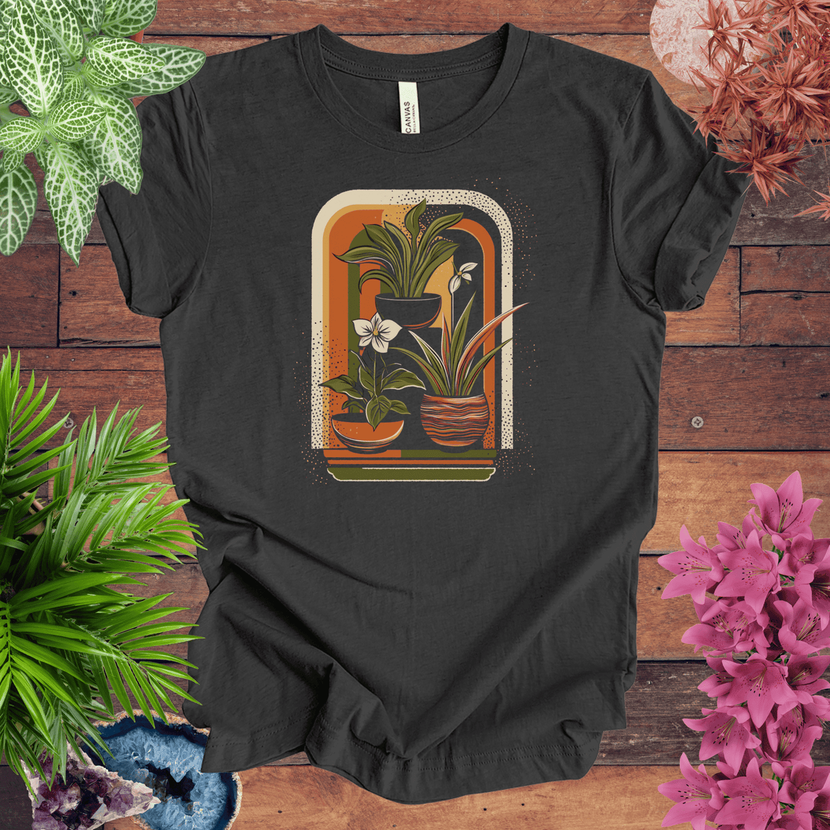 Retro Houseplants Waves T-Shirt Gift For Plant Lover