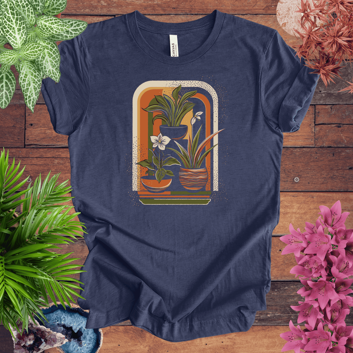 Retro Houseplants Waves T-Shirt Gift For Plant Lover