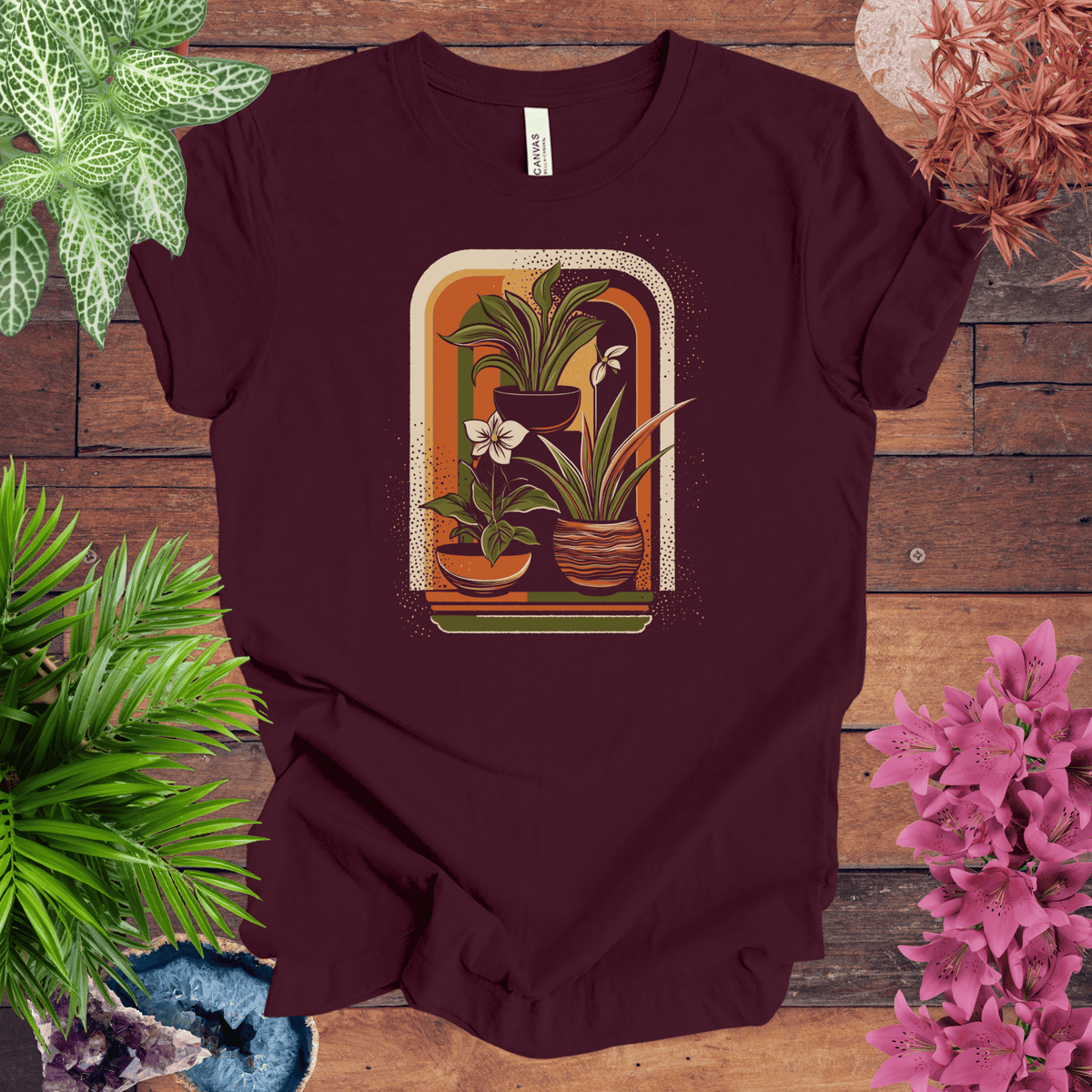 Retro Houseplants Waves T-Shirt Gift For Plant Lover