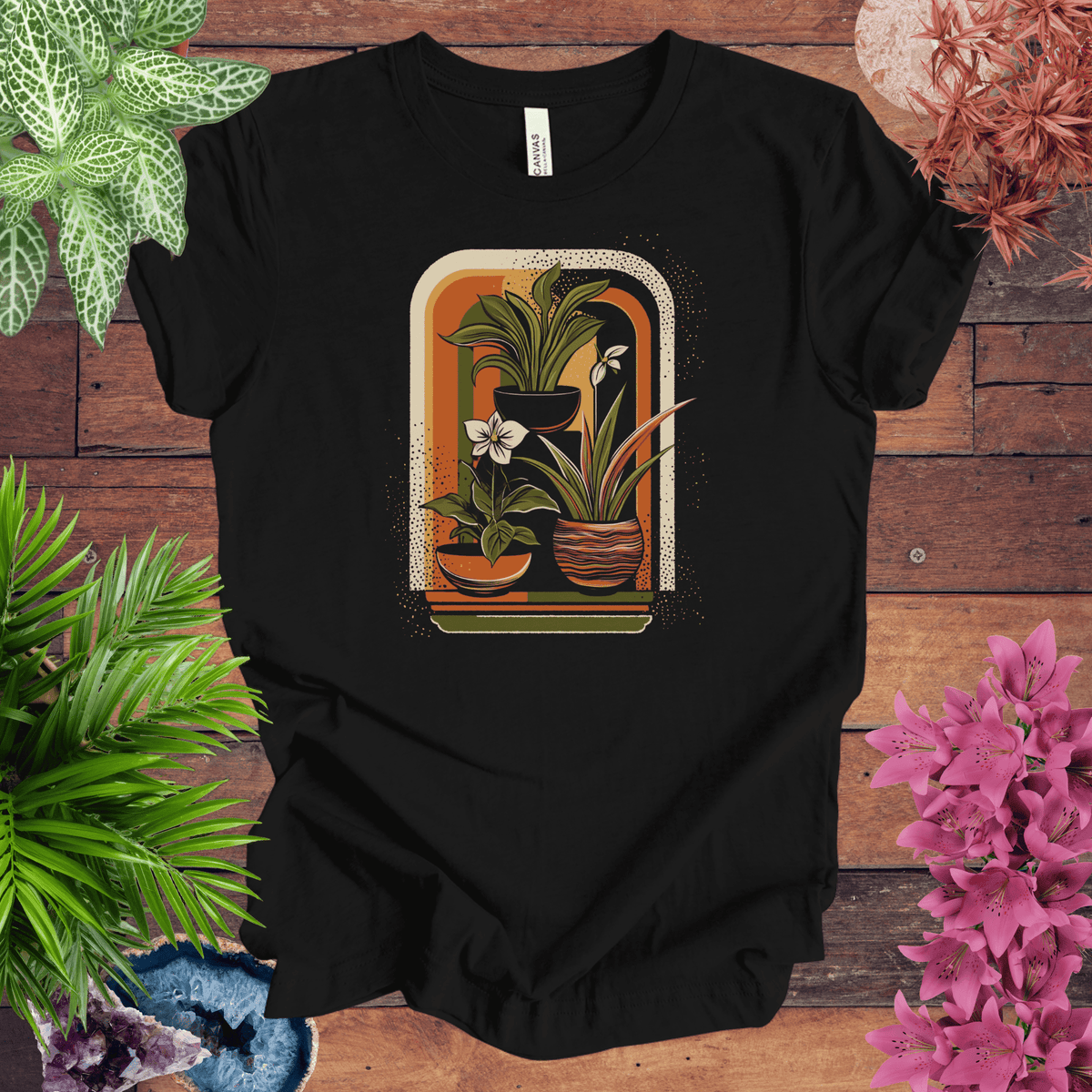 Retro Houseplants Waves T-Shirt Gift For Plant Lover