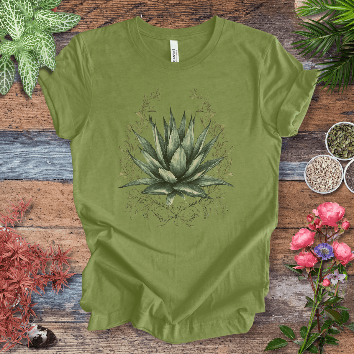 Elegant Agave Frame T-Shirt Gift For Plant Lover