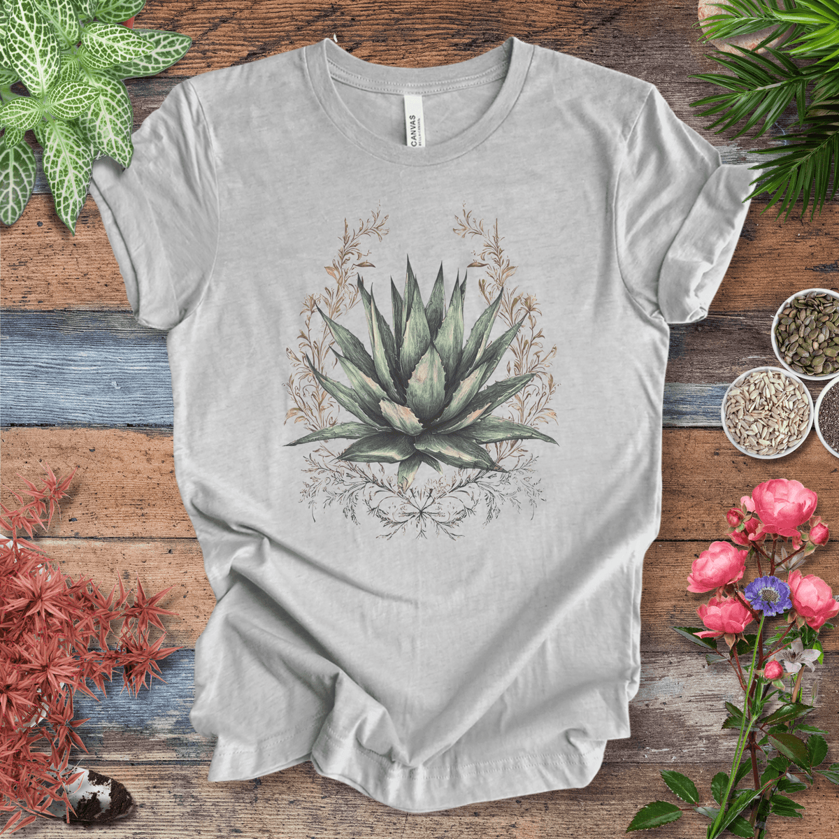 Elegant Agave Frame T-Shirt Gift For Plant Lover