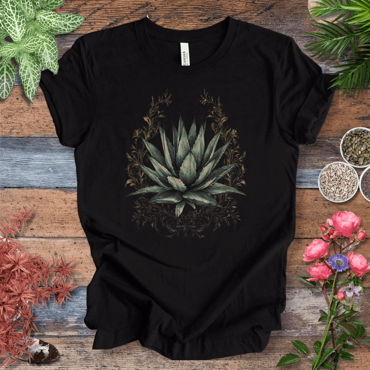 Elegant Agave Frame T-Shirt Gift For Plant Lover