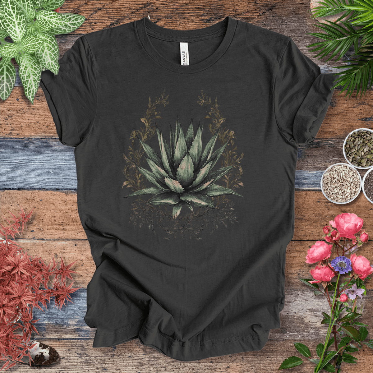Elegant Agave Frame T-Shirt Gift For Plant Lover