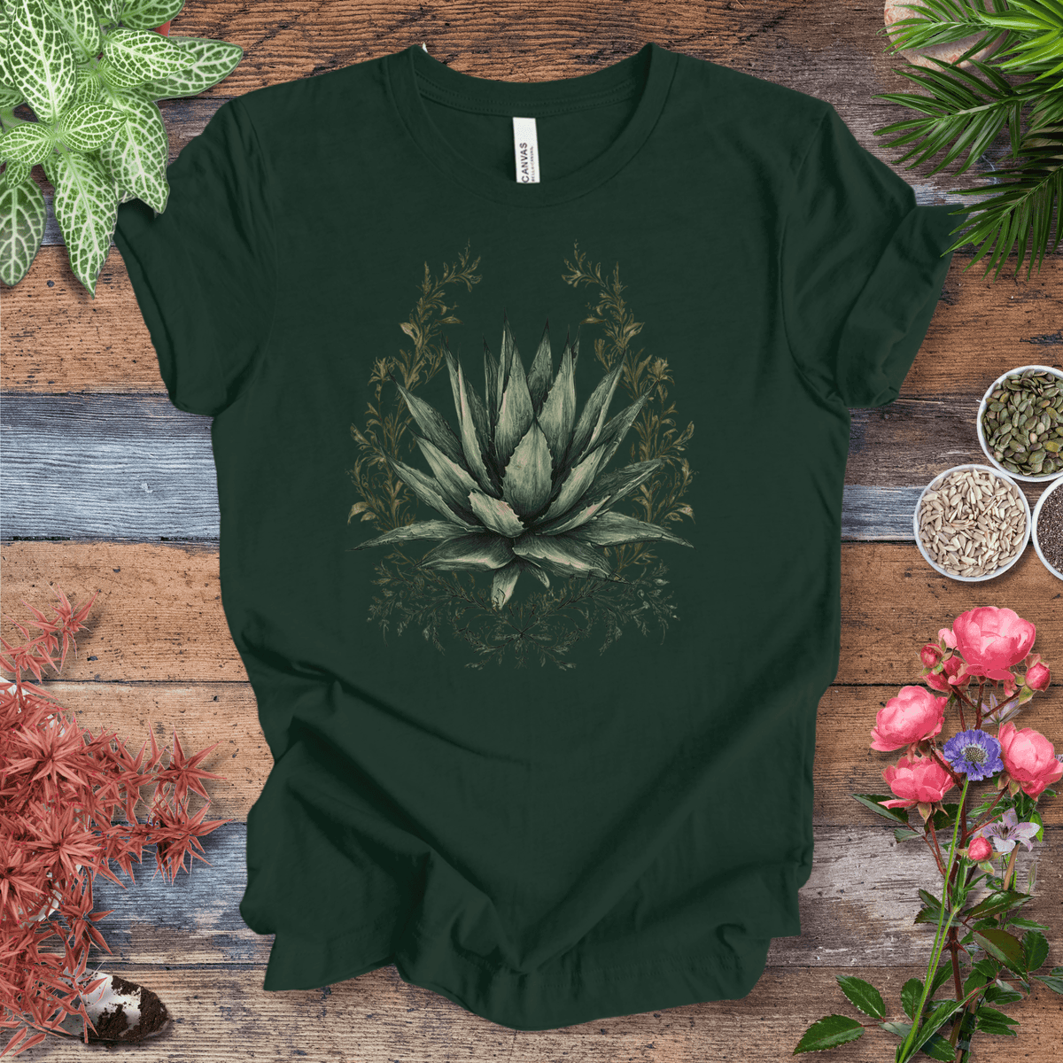 Elegant Agave Frame T-Shirt Gift For Plant Lover