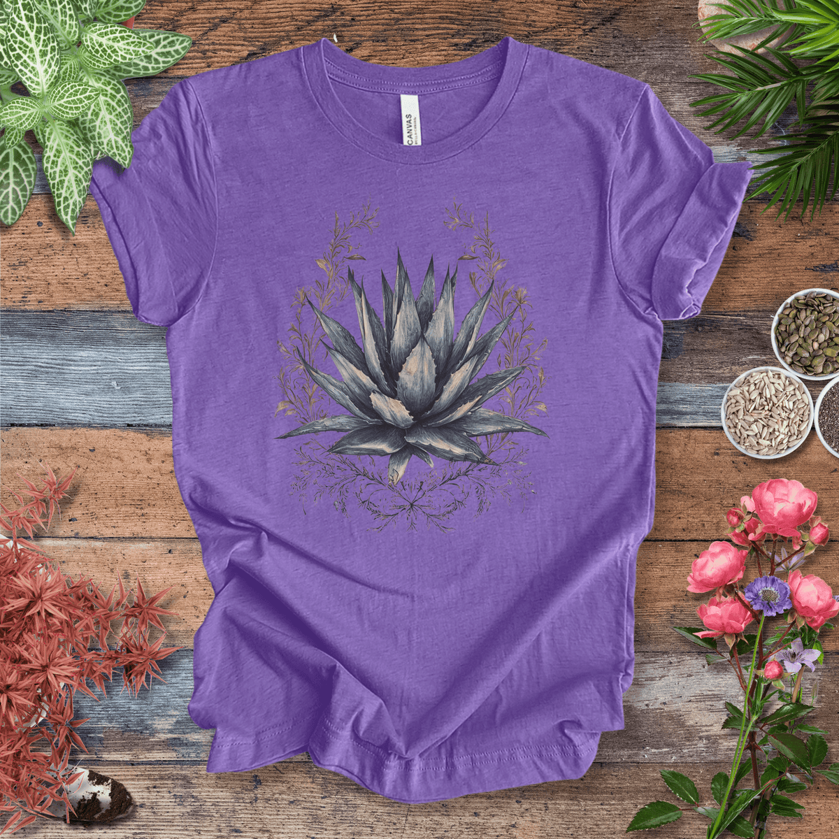 Elegant Agave Frame T-Shirt Gift For Plant Lover