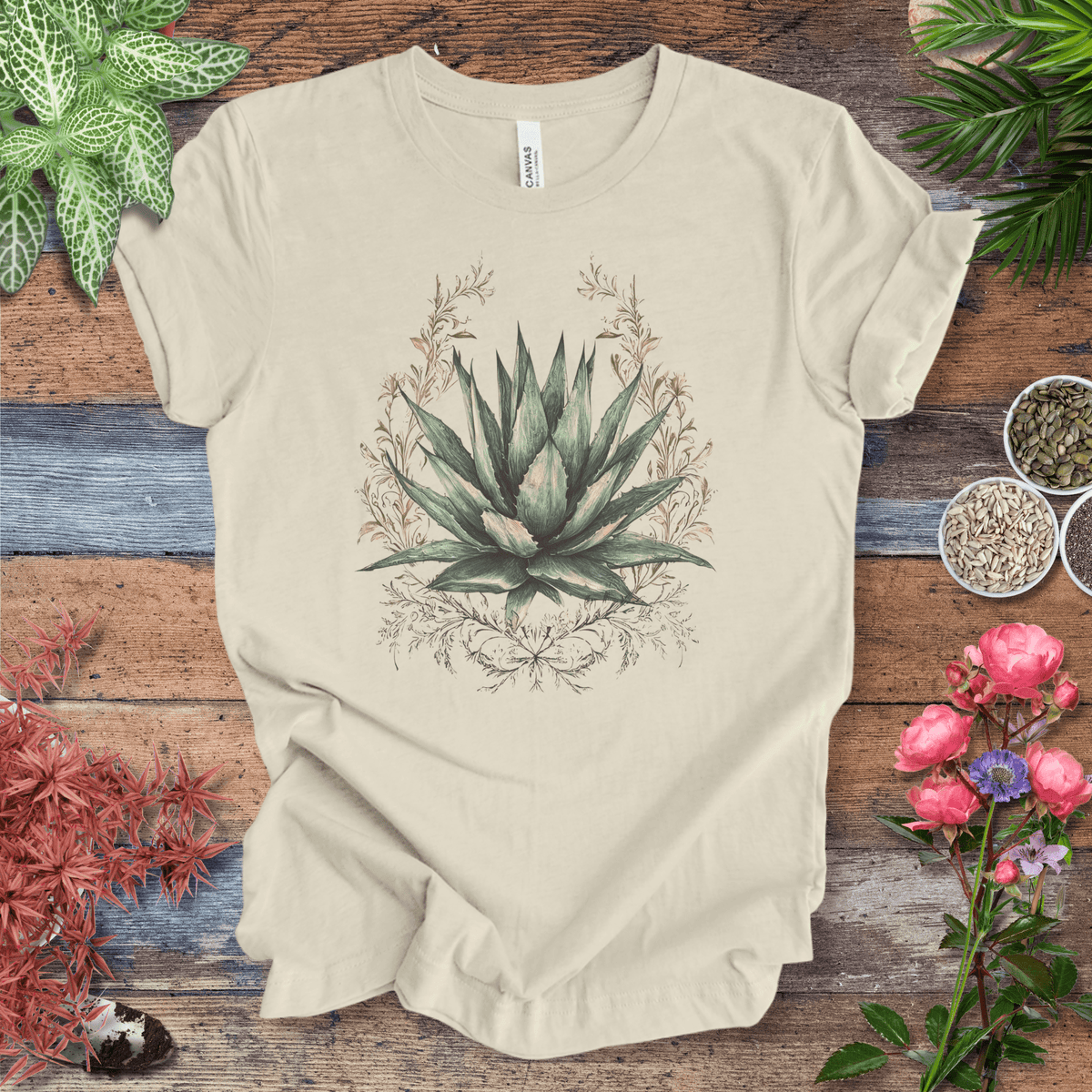 Elegant Agave Frame T-Shirt Gift For Plant Lover