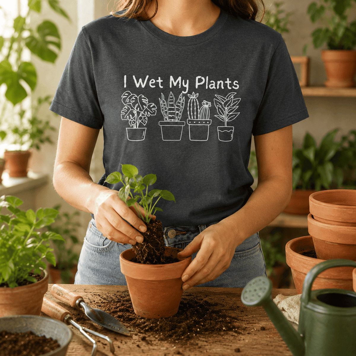 I Wet My Plants T-Shirt Gift For Plant Lover