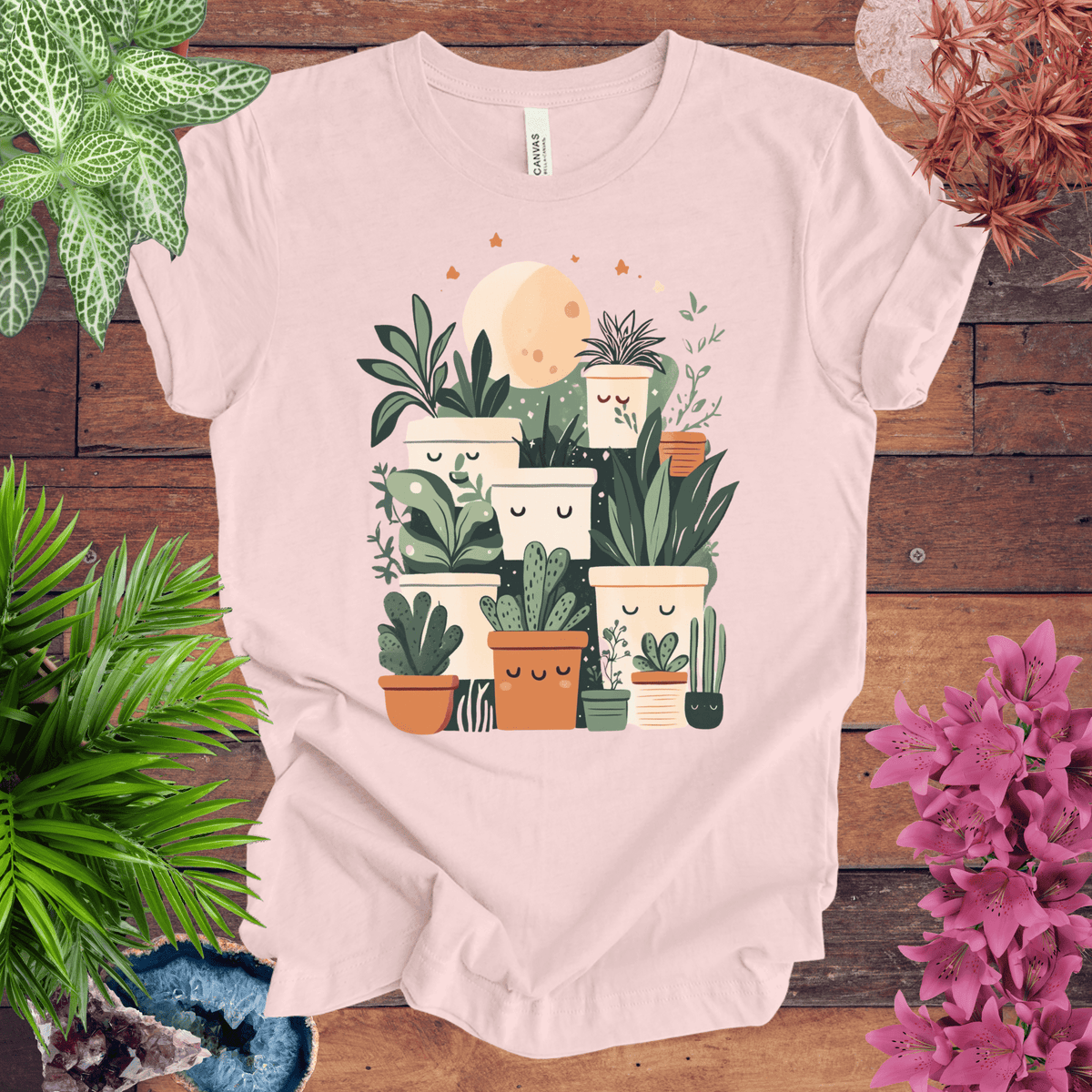 Happy Potted Friends - Moon Edition T-Shirt Gift For Plant Lover