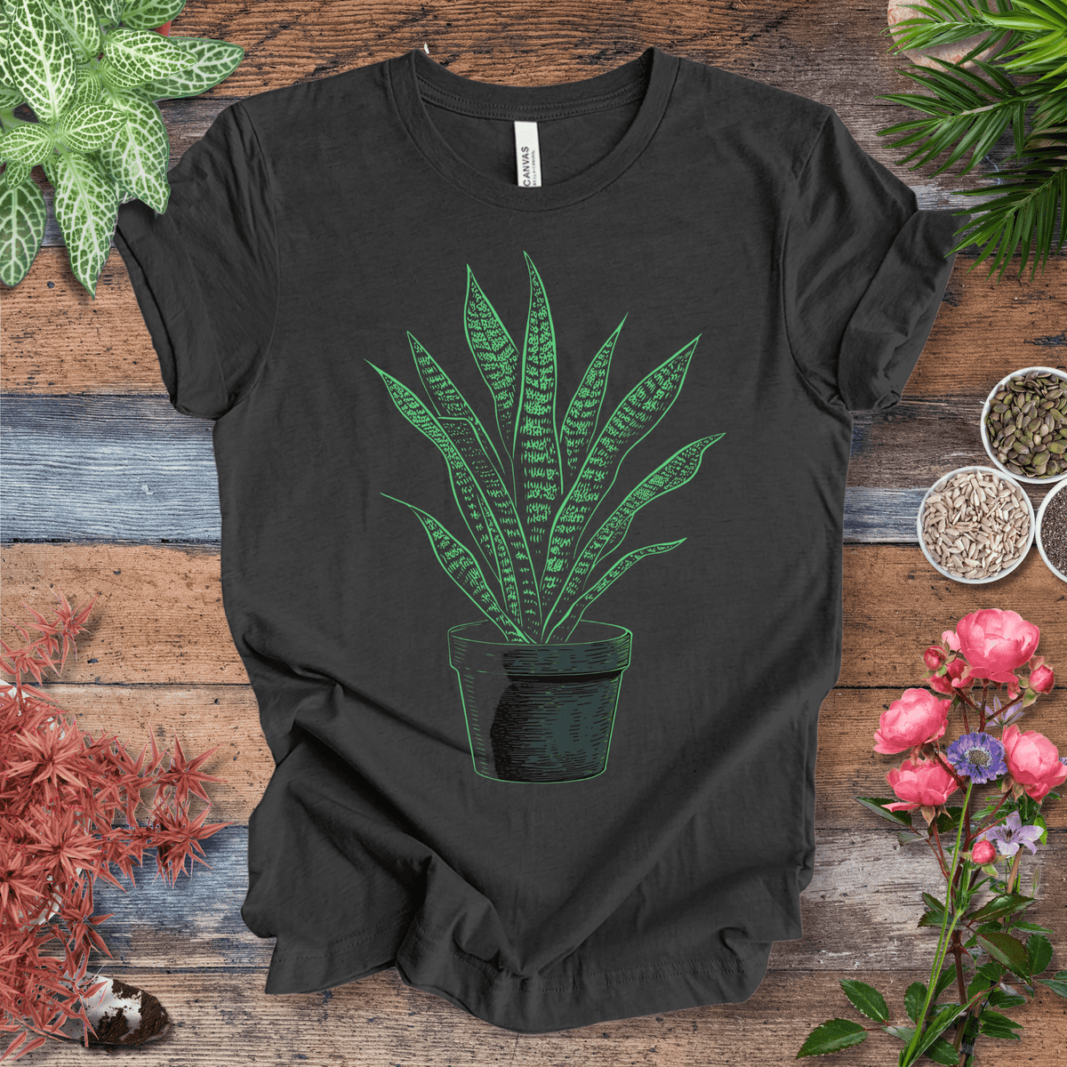 Minimalist Snake Plant Glow T-Shirt Gift For Plant Lover