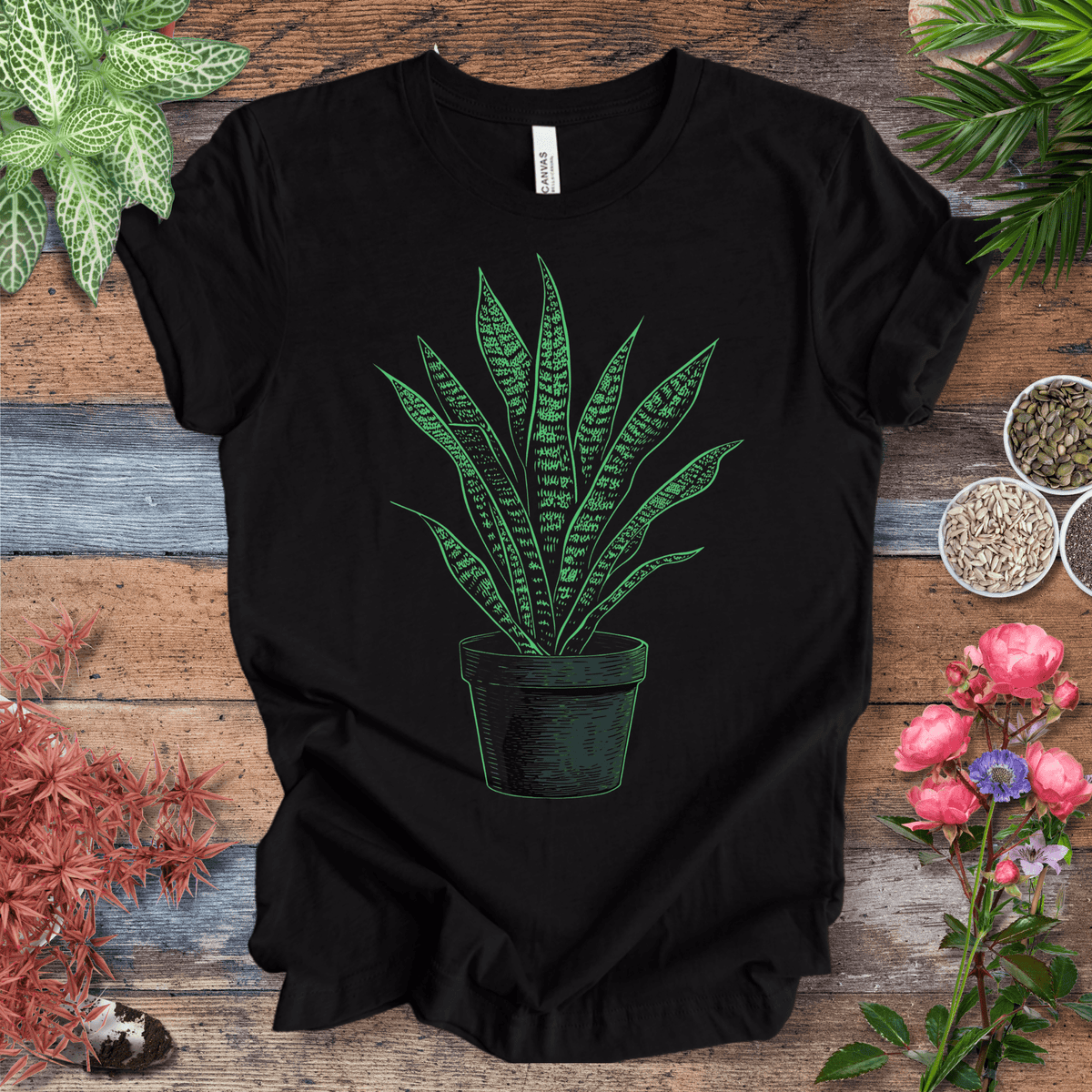 Minimalist Snake Plant Glow T-Shirt Gift For Plant Lover