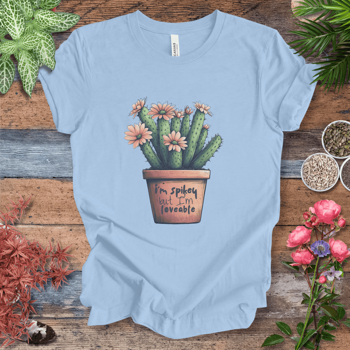"I'm Spikey but I'm Lovable" Funny Cactus Lover T-Shirt Gift For Plant Lover