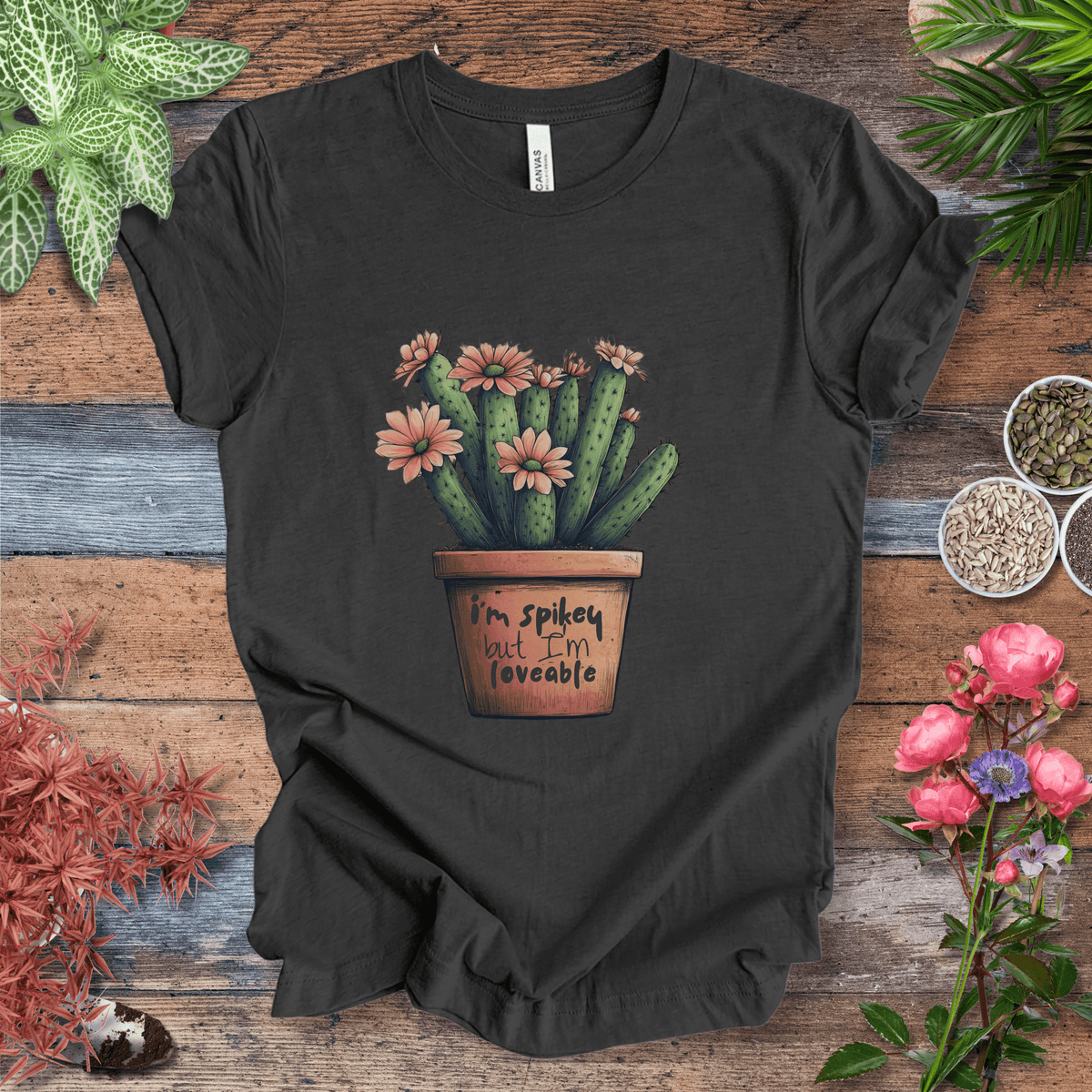 "I'm Spikey but I'm Lovable" Funny Cactus Lover T-Shirt Gift For Plant Lover