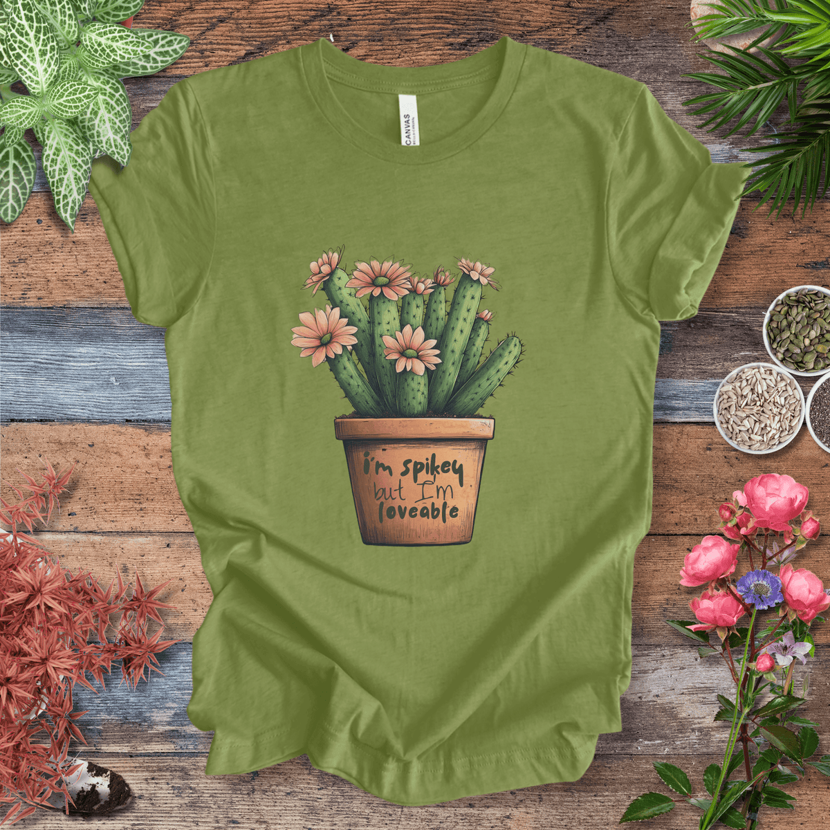 "I'm Spikey but I'm Lovable" Funny Cactus Lover T-Shirt Gift For Plant Lover