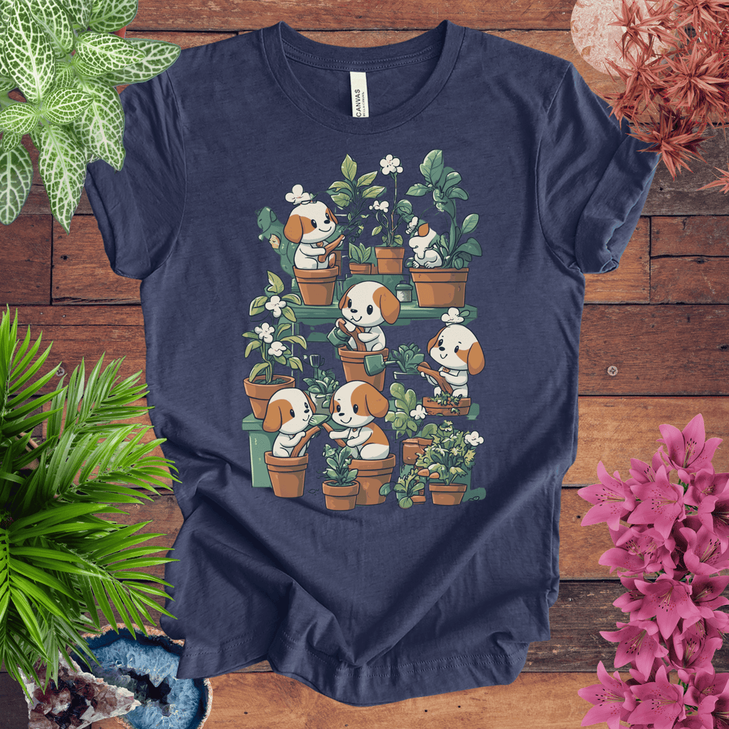 Puppy Garden Gathering T-Shirt Gift For Plant Lover