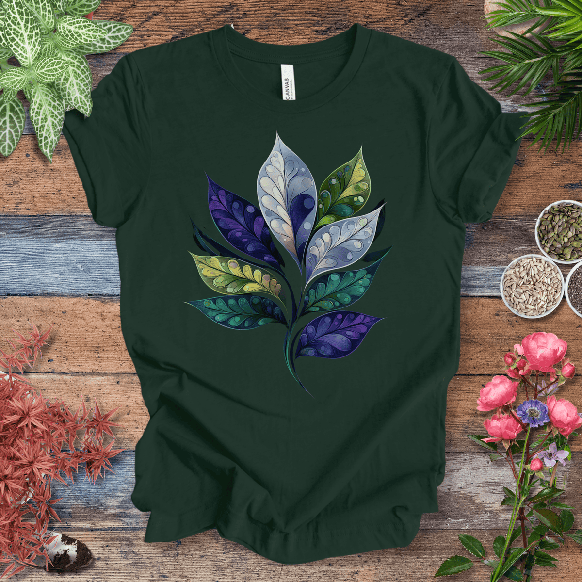 Watercolor Galaxy Leaf T-Shirt Gift For Plant Lover
