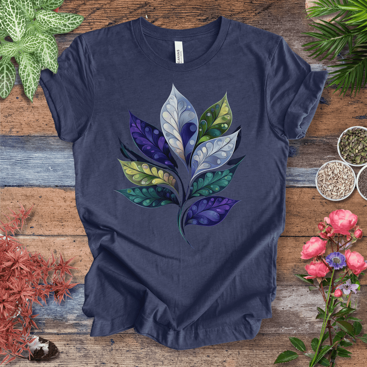 Watercolor Galaxy Leaf T-Shirt Gift For Plant Lover