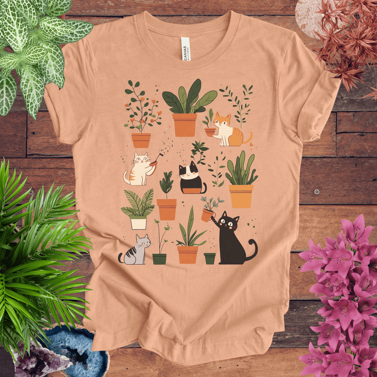 Kittens Tending Their Garden T-Shirt Gift For Plant Lover