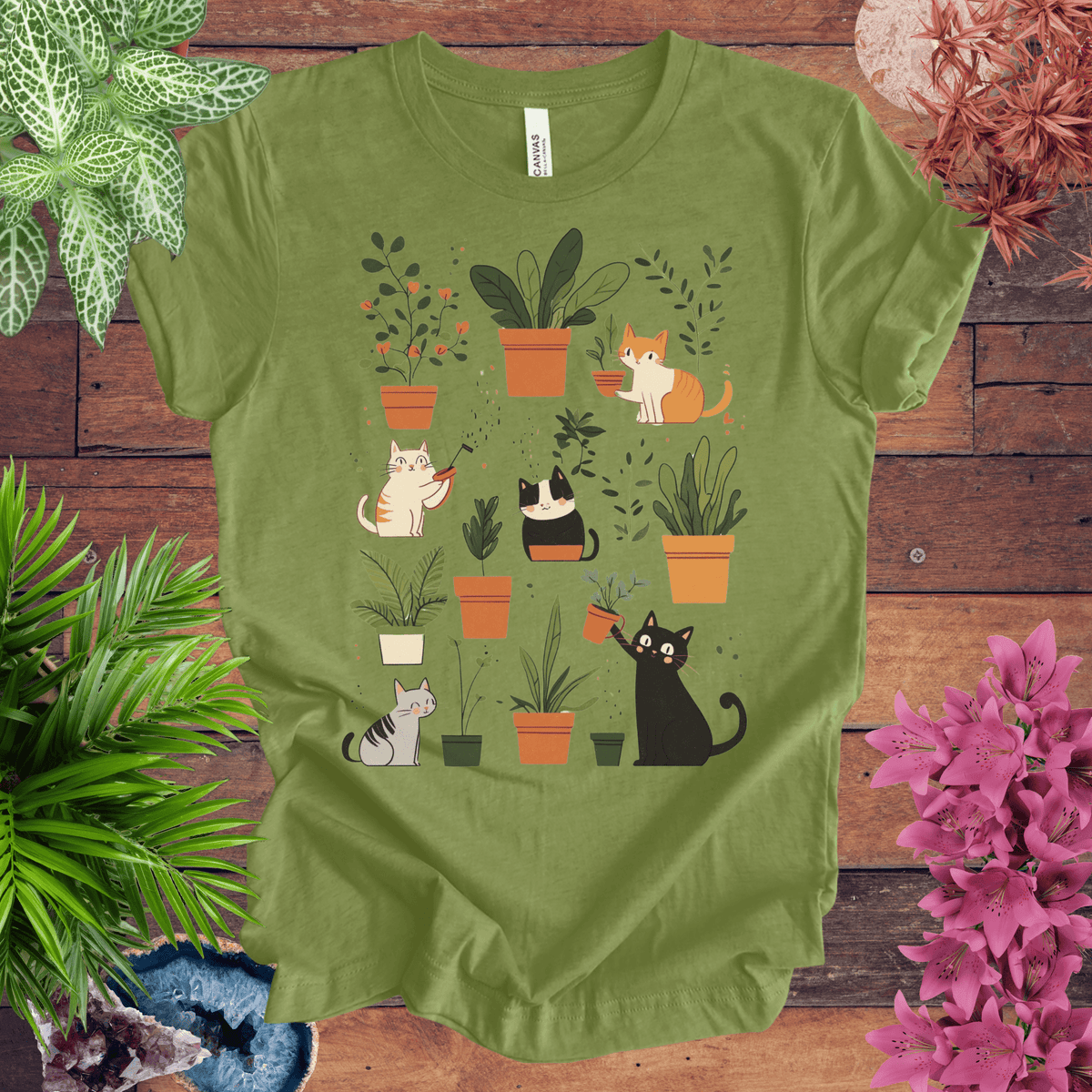 Kittens Tending Their Garden T-Shirt Gift For Plant Lover