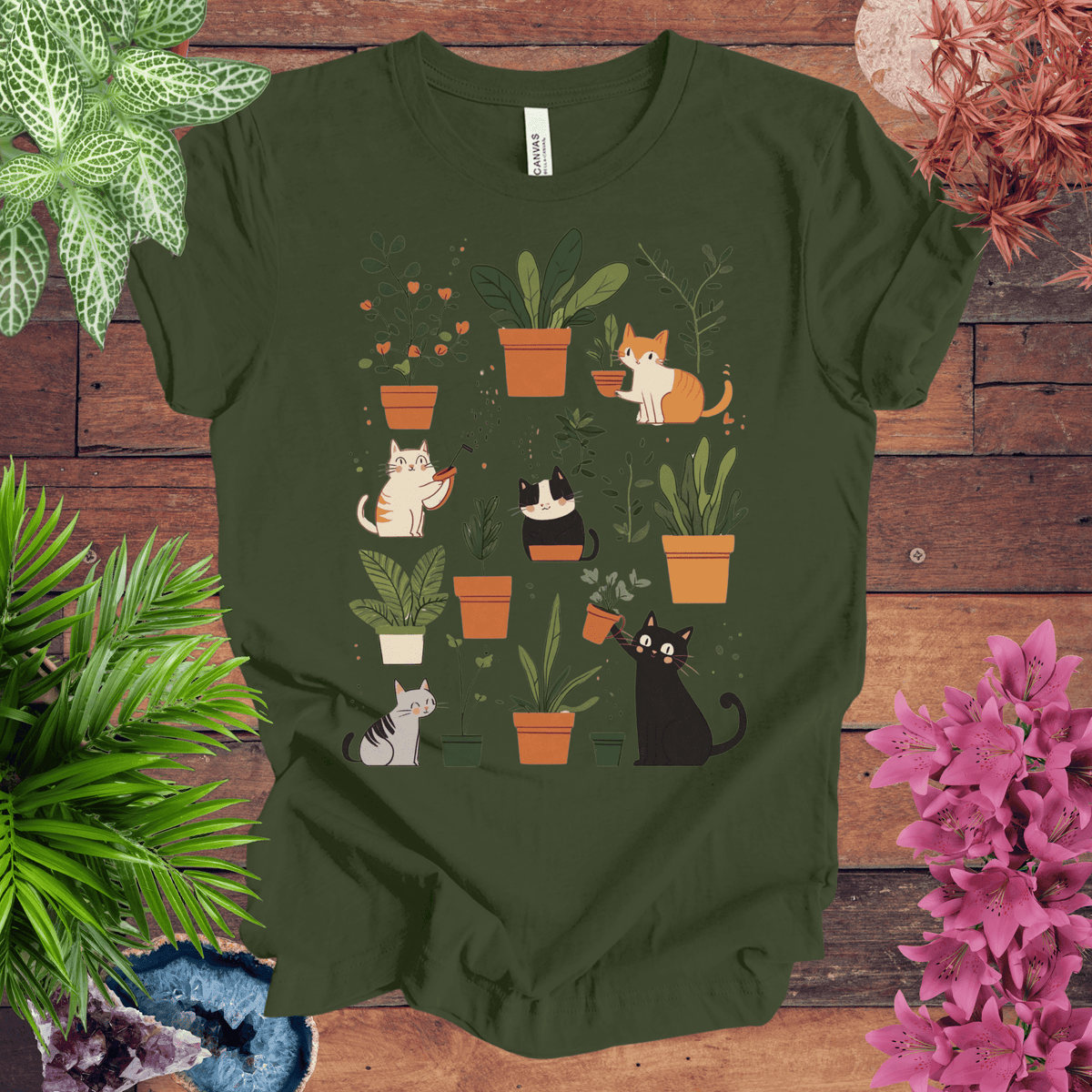 Kittens Tending Their Garden T-Shirt Gift For Plant Lover